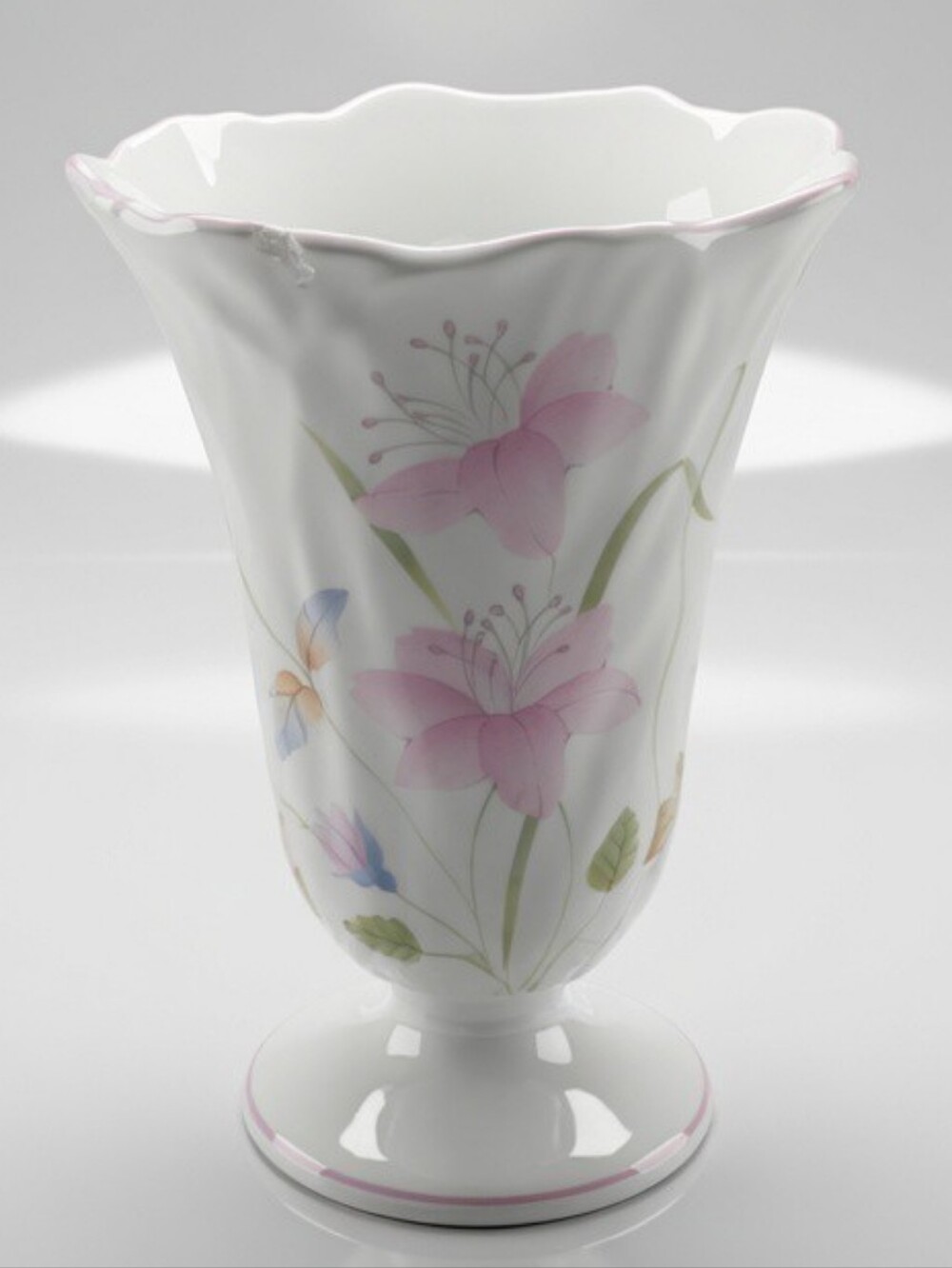 Elegant Pink Floral Glass Vase - Home Accents